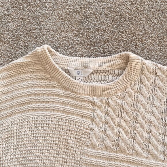 Cream White Knit Cottagecore Sweater Womens L - Picture 5 of 9